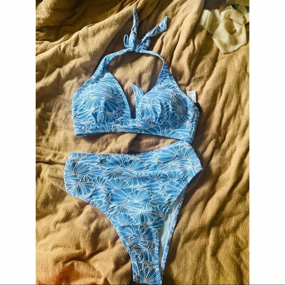 Shein blue floral bikini NWT 0x